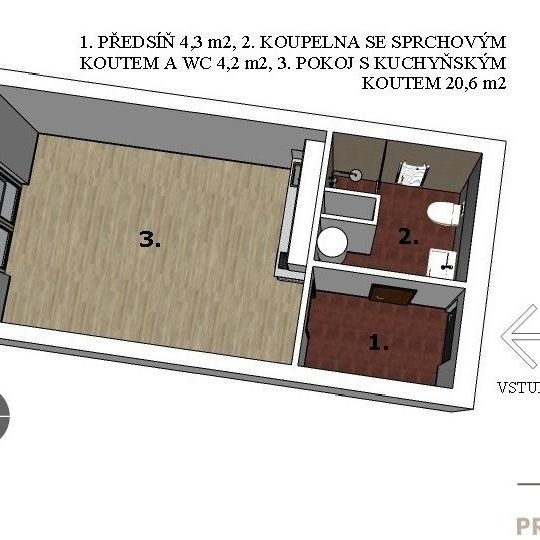 Pronájem bytu 1+kk 29 m2 - Photo 1