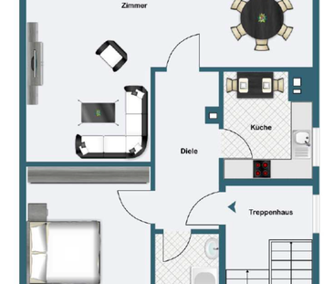 Möblierte 3 Zimmer Wohnung mit Rheinblick in Köln Mülheim - Foto 1
