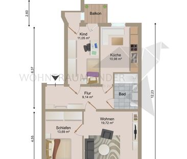 NEU renovierte 3-Raum-Balkon-Wohnung mit Abstellraum und Balkon - Photo 1