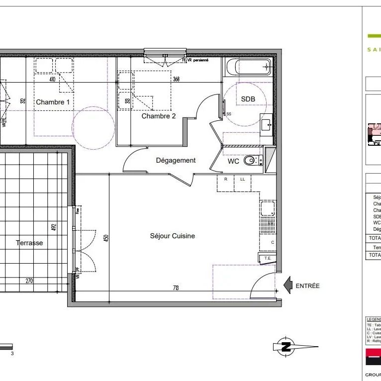 Appartement à louer 3 pièces 67.9m² - Photo 2