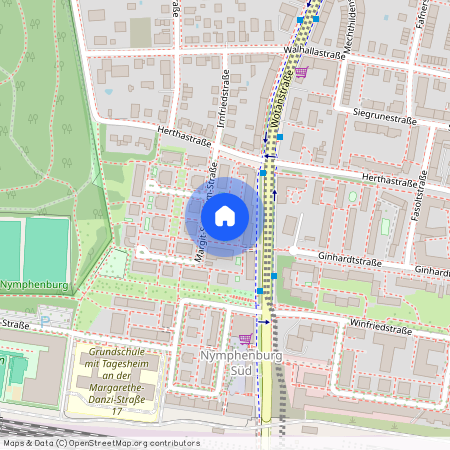 Margit-Schramm-Straße, 80639 München Nymphenburg ca. 5, 9 km west of Munich-center