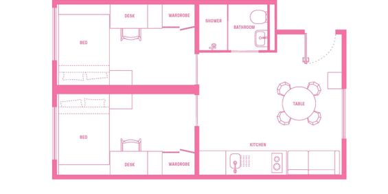 2 Bedroom Shared Bathroom, Double Bed - Photo 3