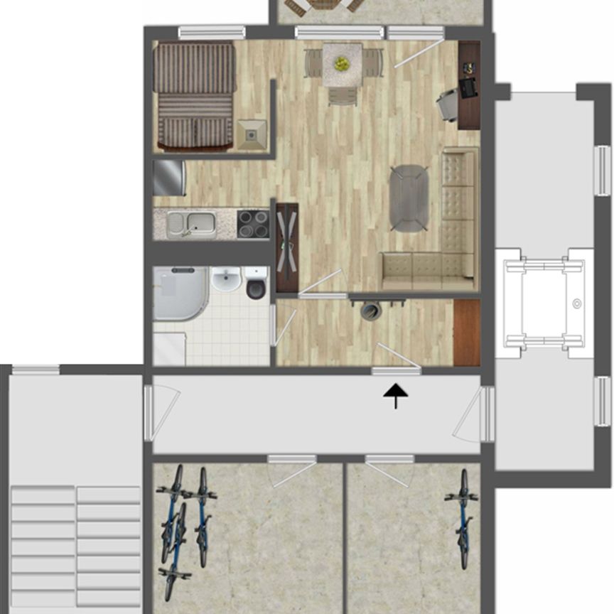 Barrierefrei erreichbar: 1-Raum-Wohnung mit Balkon im Herzen von Lusan - Foto 1