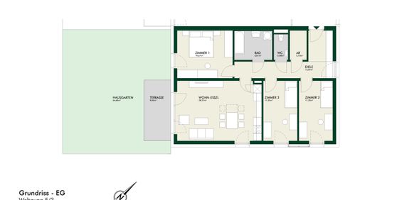 Lichtdurchflutete 4-Zimmer-Erstbezugswohnung im Erdgeschoss mit Terrasse und Privatgarten - Photo 3