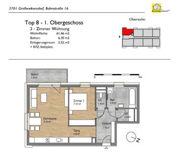 2 Zimmer im 1.OG mit Balkon in Großweikersdorf - Foto 3