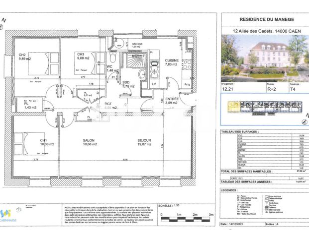Appartement Caen 3 pièce(s) 74.42 m2 - Photo 1
