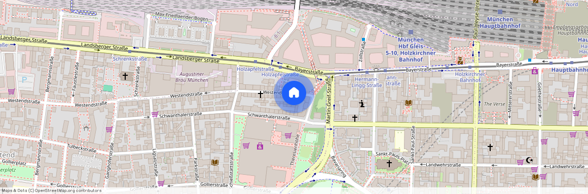 Westendstraße, 80339 München Schwanthalerhöhe ca. 2, 5 km west of Munich-center