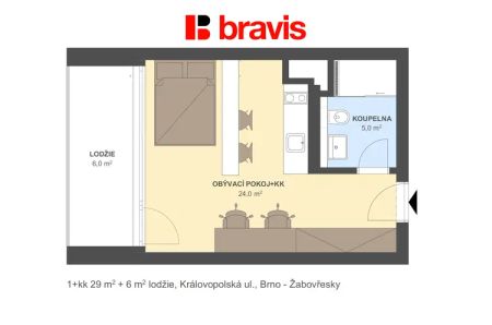 Pronájem 1+kk, Královopolská, Brno: All-in vybavení, wifi, garáž, gym - Photo 5