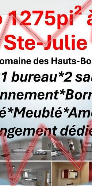 Condo 1275pi² à Ste-Julie : électroménagers, meubles, Borne de recharge, 2 cambres, 1 bureau, 2 salles de bain, cuisine, salle à manger et espace de s - Photo 1