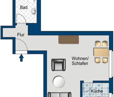 Wohnen in zentraler Lage. Schöne 1-Zimmer-Wohnung mit modernem Bad - Foto 5