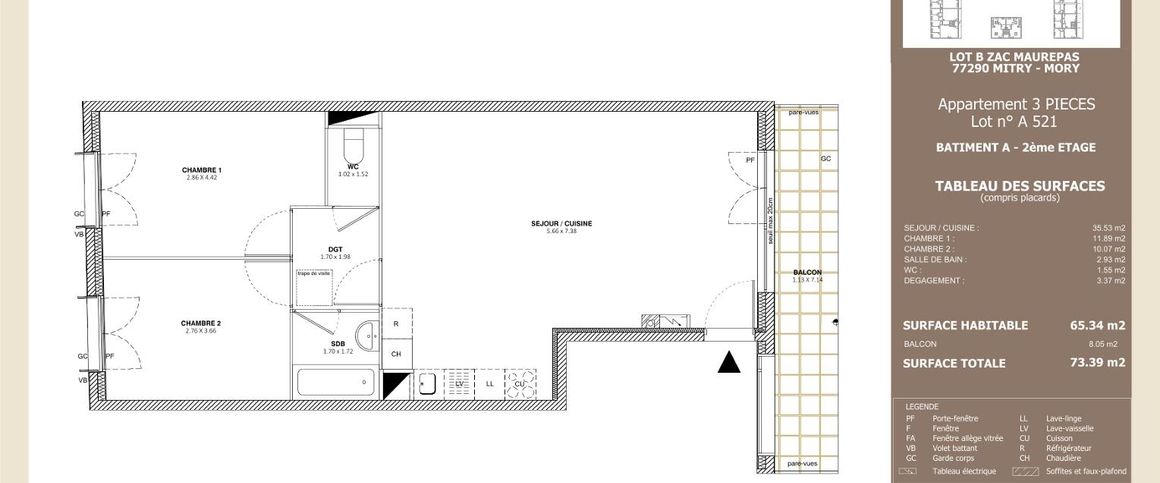 location Appartement T3 DE 65.34m² À MITRY MORY - Photo 1