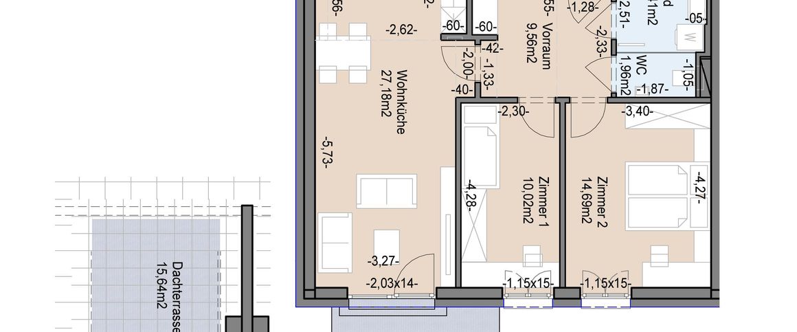 Geförderte traumhafte Neubauwohnung mit Balkon und Dachterrassenanteil - Photo 1