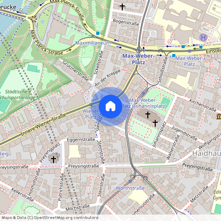 Steinstraße, 81667 München Au-Haidhausen ca. 1, 3 km south-east of Munich-center