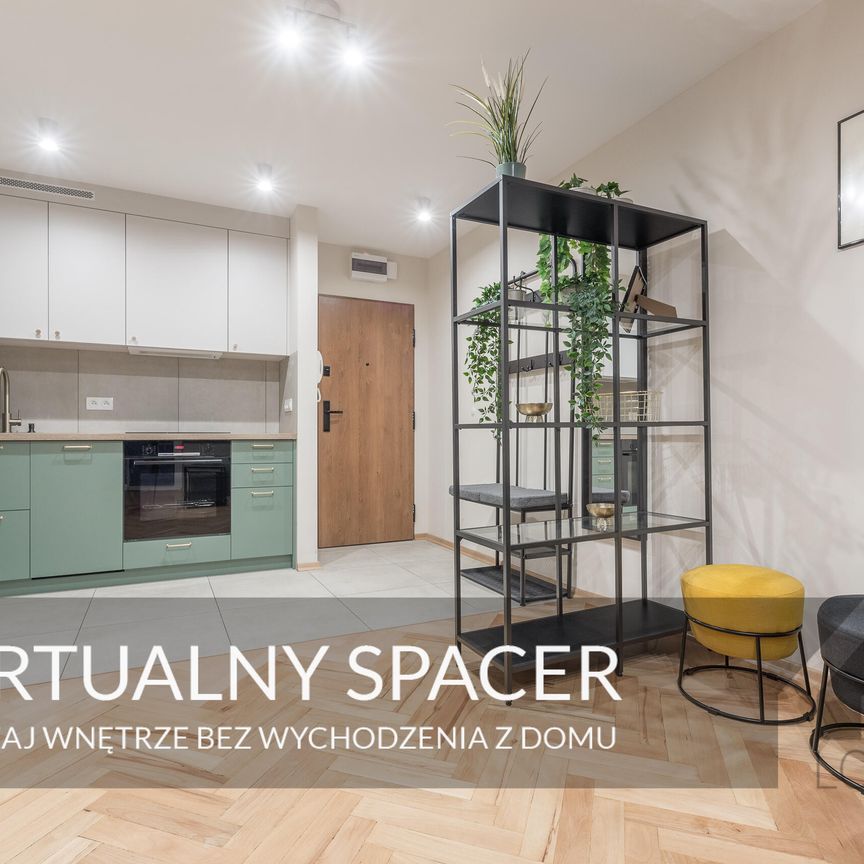 Przytulne, klimatyzowane mieszkanie z balkonem przy Stachiewicza w Krakowie do wynajęcia | Spacer 3D - Zdjęcie 1