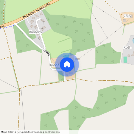 Riedern, 83666 Waakirchen ca. 41, 5 km south of Munich-center