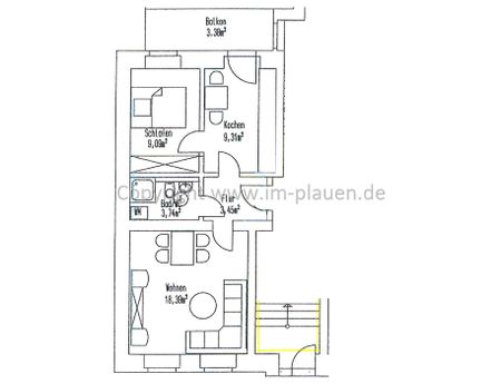 Balkon, modernes Bad mit Dusche, Hochparterre - 2 Zimmerwohnung in Plauen Haselbrunn zur Miete - Photo 2
