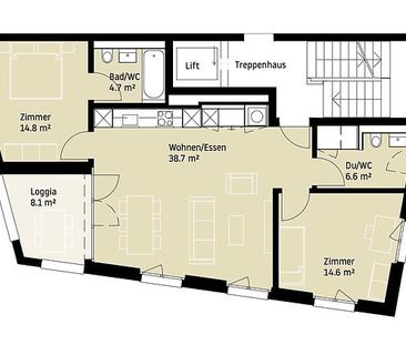 3.5 Zimmer, 80 m², 6. Stock - Photo 3