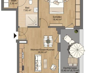 Exklusive 2-Zimmer-Wohnung mit großer Dachterrasse - Foto 3