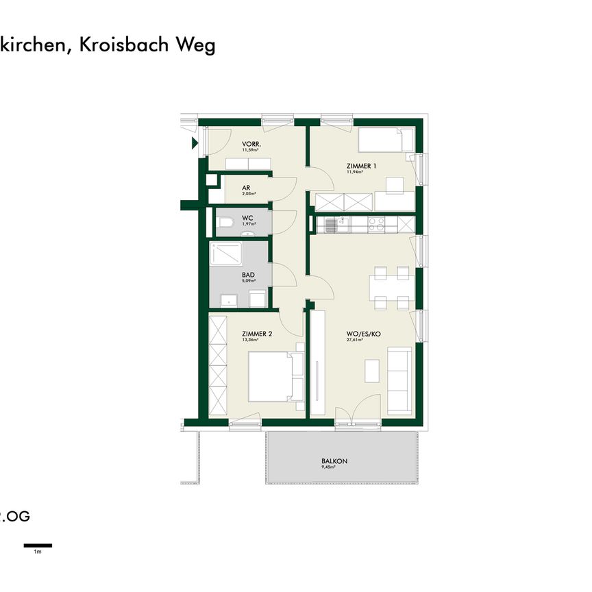 Neubau-Highlight – Stilvolle 3-Zimmer-Wohnung mit Küche, Balkon und Carportparkplätze - Photo 2