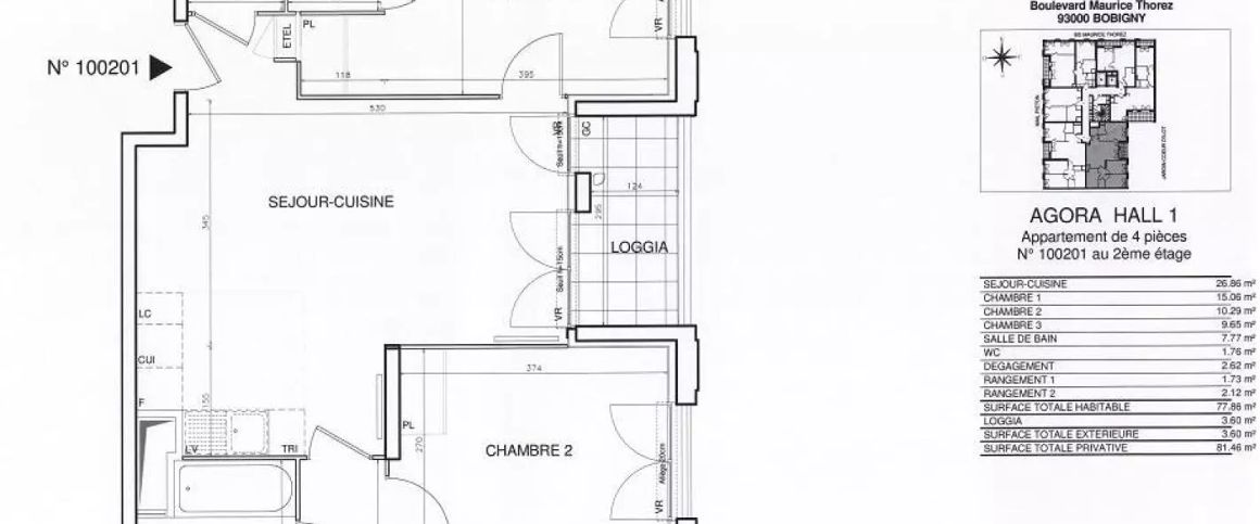 location Appartement T4 DE 76.7m² À BOBIGNY - Photo 1