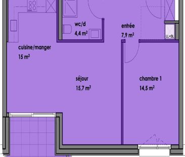 2.5 Zimmer, 59 m², 1. Stock - Photo 2