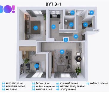 Pronájem bytu 3+1, 74 m - Photo 1