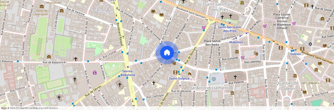 Rue du Four et Rue de Sevres 75006 Paris (6e arrondissement)