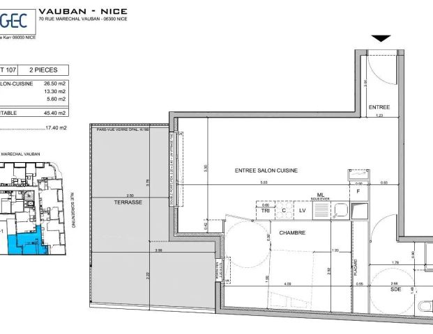 Appartement à louer 2 pièces 45.4m² - Photo 1