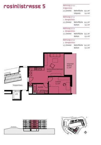 2.5 Zimmer, 60 m², 1. Stock - Foto 4