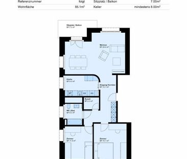 3.5 Zimmer, 85 m² - Foto 3