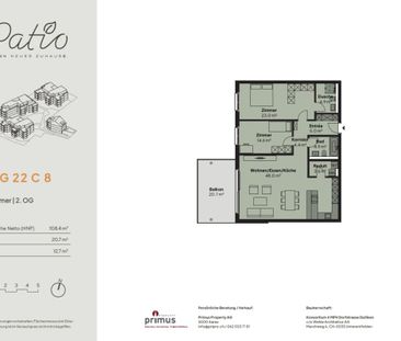 3.5 Zimmer, 108 m², 2. Stock - Foto 5