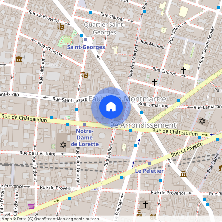 Rue Saint Lazare entre Rue Saint Georges et Rue Bourdaloue 75009 Paris (9e arrondissement)