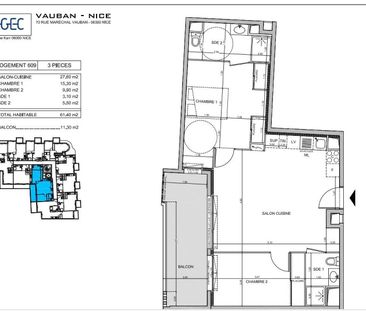 location Appartement T3 DE 61.4m² À NICE - Photo 1