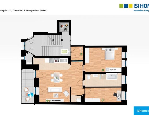 Traumhafte 3 Raumwohnung mit Sonnenbalkon nach Sanierung - WE07 - Foto 1