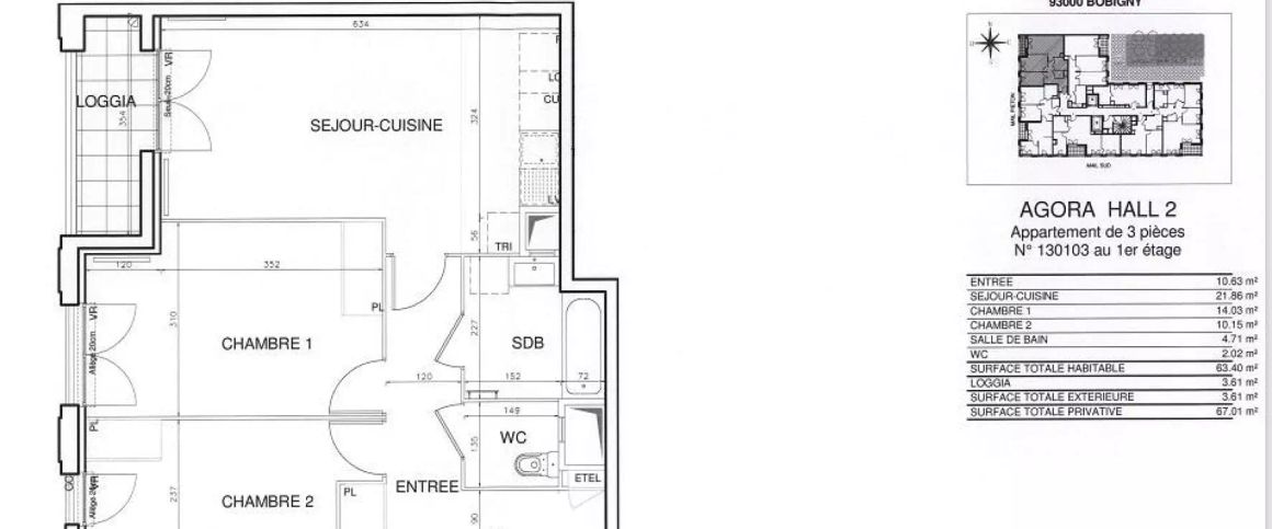 location Appartement T3 DE 63.1m² À BOBIGNY - Photo 1