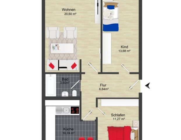 Praktische und helle 3-Raum-Wohnung im 4. OG mit flexiblen Nutzungsmöglichkeiten - Foto 1