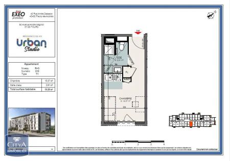 Appartement à louer 1 pièce 19.28m² - Photo 4