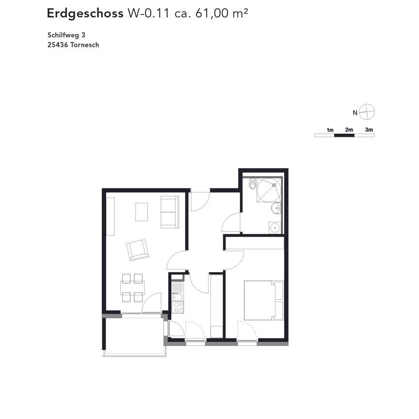 moderne 2-Zimmmer Wohnung im Wohnquartier Tornesch "Am See" - Photo 1