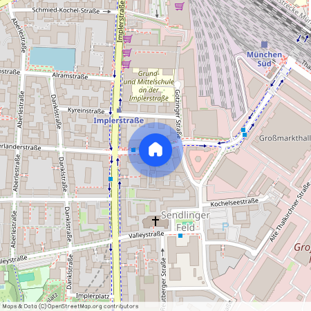 Oberländerstraße, 81371 München Sendling ca. 3, 4 km south-west of Munich-center