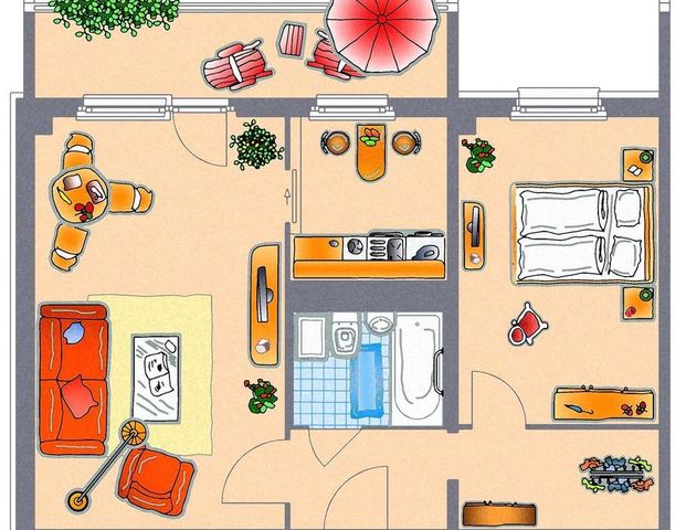 Jetzt kann`s losgehen - Vollmöblierte 2-Raum-Wohnung mit Balkon - Photo 1