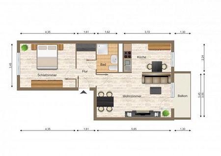 Wohnung, 2 Zimmer (55,2 m²) - Photo 3