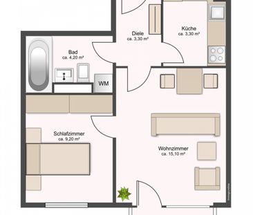 Gut geschnittene 1 1/2 Zimmerwohnung in ruhiger Lage in Moosach - Foto 2