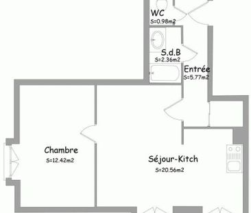 Location Appartement 2 Pièces 43 m² - Photo 1