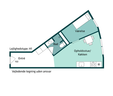 2. værelses lejlighed til den enlige - Foto 4