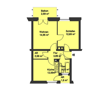 Balkon ins Grüne * Nordstadt - Foto 1 | Rentumo